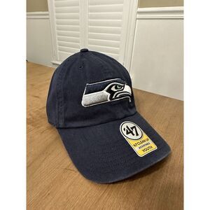 Seattle Seahawks '47 Brand Youth Clean Up Logo Navy Strap Back Hat Dad Cap